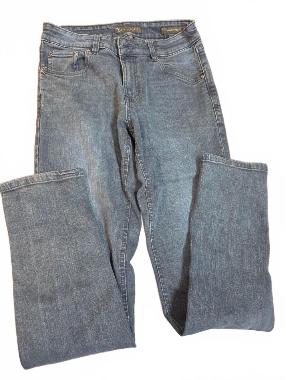 American Tall carman Tapered Fit Pants Men's 30x34 Faded Blu Black Jeans